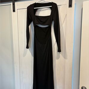 Elegant Black Cut-Out Maxi Dress